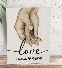 Resim Bk Gift Kişiye Özel Sevgili El Ele Tasarımlı Kanvas Tablo-1 15x20 , Sevgiliye Hediye, Sevgililer Günü Hediyesi Kobitmeyencom33664 Bk Gift 