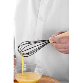 Resim Bambu Saplı Silikon Yumurta Çırıpıcı - Çırpma Teli 24 cm Siyah 