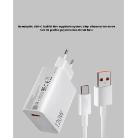 Resim Renas Store Mey Ithalat® 120W Hızlı Şarj Başlığı Ultra Güçlü Type-C Adaptör Kablo Dahil 