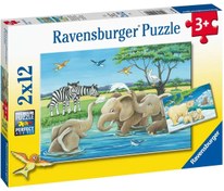 Resim Ravensburger 2x12 Parça Puzzle Hayvan Yavruları 050956 