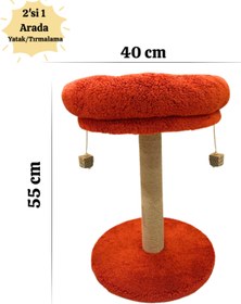 Resim Komano Pontika 2 Si 1 Arada|kedi Tırmalama Tahtalı|kedi Yuvarlak Yataklı|40 Cm Yatak 55 Cm Uzunluk 