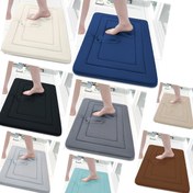 Resim 1 adet Coral Fleece Banyo Matı - Kaymaz, Hızlı Kuruyan, Makine Yıkamalı PVC Kaymaz Tabanlı, Bej/Beyaz, Siyah/Mavi ve Gri/Beyaz Geometrik Desen - Banyo ve Çamaşır Odası Zeminleri için Mükemmel, Banyo Matı 