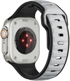 Resim CONSTRAIN Watch Ultra 49mm ile Uyumlu CNS KRD-135 Silikon Kordon Strap Kayış - Gümüş-Siyah 