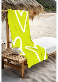 Resim Dijital Baskı Plaj Deniz Havlusu Kalpli Desen Peştamal Hvl0195 Renkli 