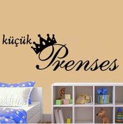 Resim habune Taçlı Küçük Prenses Yazılı Dekoratif Çocuk Odası Duvar Sticker, Çıkartma, Etiket 