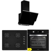Resim Silverline - Hafele 65 Cm Ocak Siyah Ankastre Set (3490 Oslo - Hafele Luce 65cm Ocak - BO6504B01) 