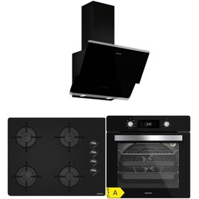 Resim Silverline - Hafele 65 Cm Ocak Siyah Ankastre Set (3490 Oslo - Hafele Luce 65cm Ocak - BO6504B01) 