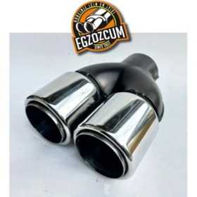 Resim Egzozcum 76 Mm. Krom Düz Eşit (Dual) Çift Çıkışlı Paslanmaz Içi Borulu Takım Egzoz Eksoz Ucu (2 Adet) Uyumlu 