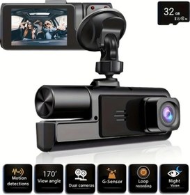 Resim Sunshine022 32 Gb Dahili Çift Kameralı Gece Görüşlü G Sensor Hareket Algılamalı Araç Kamerası 