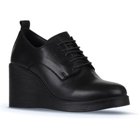 Resim Bueno Shoes Siyah Deri Kadın Dolgu Topuklu Ayakkabı 01wz8300 