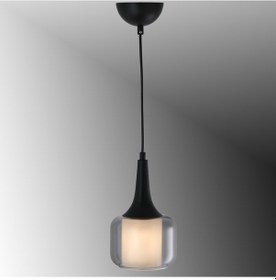 Resim Tt603-1-fullsy Tt Ayd. Mat Siyah Tekli Silindir Çift Camlı Avize Siyah - Bal Cam 