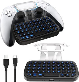 Resim Nargos PS5 Kumandalı Klavye Arka Aydınlatmalı Playstation 5 DualSense Chatpad Kablosuz Bluetooth Mini Klavye Denetleyici Aksesuarları - Siyah 