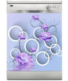 Resim Jasmin2020 Mor Çiçekler Bulaşık Makinası Sticker Kaplama Etiketi 
