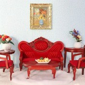 Resim 1 adet Ahşap Bebek Evi Mini Sofası Koltuk - Kırmızı Çiçek Deseni, Şık Oturma Odası Dekor Aksesuarı, Bebek Evi, Sahne Aksesuarları, DIY El Sanatları ve Fotoğraf Sergileri için, Bebek Evi Mobilyası | Çiçek Desenli Koltuk | Ahşap Yapı, Bebek Evi Mobilyaları 
