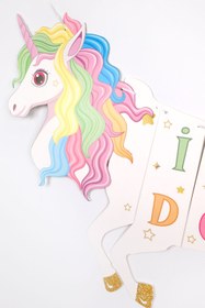 Resim Çok Renkli Unicorn Happy Birthday Banner - Çok Renkli / Tek Ebat 