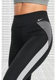 Resim Nike One Dri Fit Color Block Leggings Toparlayıcı 2 İç Cepli Siyah Gri Tayt Siyah 