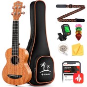 Resim Donner DUS-100 Soprano Ukulele Seti (Natural) 