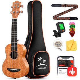 Resim Donner DUS-100 Soprano Ukulele Seti (Natural) 