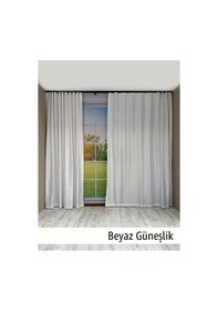 Resim Donatti Beyaz Saten Güneşlik Düz Dikiş Beyaz 