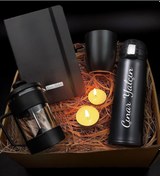 Resim Kişiye Özel 400 Ml. Kilitli Çelik Termos & French Press & Defter 