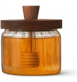 Resim Storemax Akasya Ağacı Kapaklı Borosilikat Cam Bal Kavanozu ve Bal Kaşığı| Modern Kahvaltılık Saklama Kabı | Borosilikat Cam Bal Kavanozu | Ahşap Kapaklı ve Kepçeli Şık Bal Sunumluk 280ML 