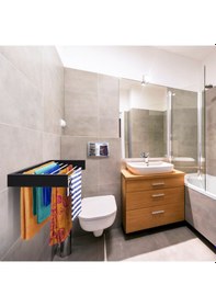 Resim Belize 120cm Katlanabilir Kurutmalık Çamaşır Askısı 7 Gözlü Duvara Monte Çamaşır Askısı Beyaz 