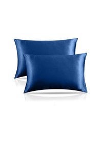 Resim Gece Mavisi Lacivert Ipek Saten Yastık Kılıfı 50 X 70 2'Li 