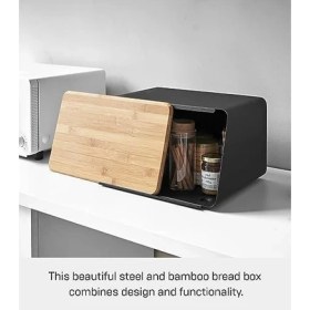 Resim Tower Ekmek Kutusu, Paslanmaz Çelik, Siyah 