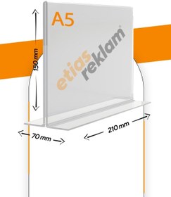 Resim Genel Markalar A5 T Tipi Yatay Masa Üstü 50'Li Paket / 2.8 Mm Şeffaf Pleksi Föylük / Broşürlük 