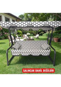 Resim 3 Kişilik Salıncak Lüks Kılıf Seti 10cm Süngerli Alaçatı Desen 3 Kişilik Bahçe Salıncağı Kılıf Seti Çok Renkli 