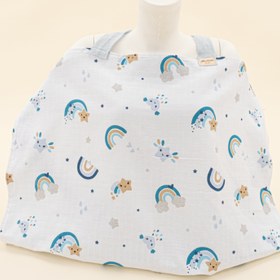Resim Çift Katlı Muslin Emzirme Önlüğü - Bebe Mavisi Muslin - Mavi Gökkuşağı 