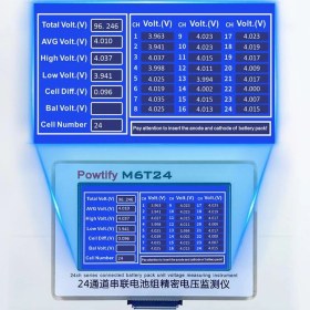 Resim Ayt Powtify M6T24 24S Kanallı Yüksek Hassasiyetli Lityum Batarya Pil Gerçek Zamanlı Voltaj Analizörü Cihazı Aleti 