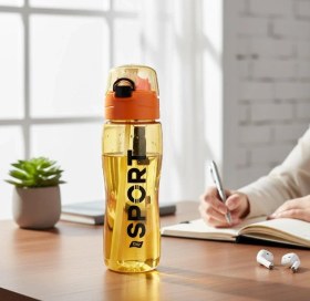 Resim Titiz Rio Matara 750 Ml Kapaklı- Pipetli, Kapak Koruma Kılıflı Su Matarası Turuncu Çok Renkli 