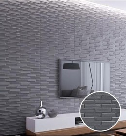 Resim 70x38cm 0,26m2 Ofis Salon Oda Gri Opak 3d Kendinden Yapışkanlı Duvar Kağıdı Paneli Nw65 