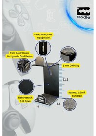 Resim Duvara Monte Edilebilen Siyah Gaming Ps4 Ps5 Xbox Joystick Controller Tutucu Ve Kulaklık Standı 