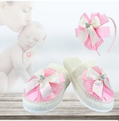 Resim Lohusa Terlik ve Taç Seti. Fiyonklu Pembe 