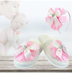 Resim Lohusa Terlik ve Taç Seti. Fiyonklu Pembe 