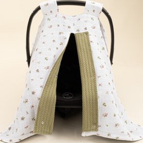 Resim Puset Örtüsü - Çift Taraflı - Açık Yeşil Örgü - Çiçekler 