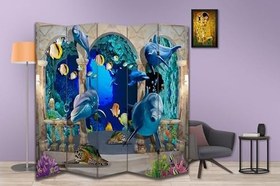 Resim Deniz Tasarımlı Özel Tasarım Paravan Room Divider 180 x 200 cm 