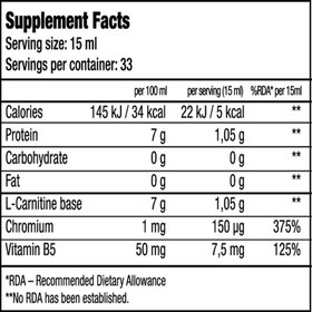Resim Biotech USA L-Carnitine(Karnitin) + Chrome - 500 ml - 33 Servis 