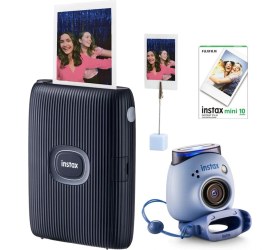 Resim Fujifilm Instax Mini Link 2 Mavi Akıllı Telefon Yazıcısı ve Pal Mavi Dijital Kamera Seti 