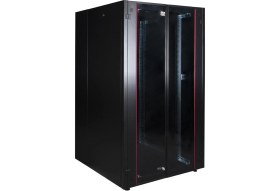 Resim Lande 26U 800X800 Hyperline Dikili Tip Rack Kabinet (Siyah) (Ön Cam Kapak / Tekerlekli) 