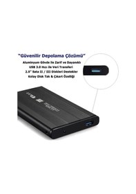 Resim 2.5 Inç Usb 3.0 Sata Harddisk Hdd Kutusu 5 Gbps + Kılıf - Siyah 