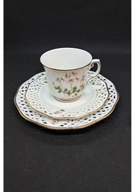 Resim Linnea Borealis Ajurlu Vintage Duble Kahve/çayfincanı 3 Parça Beyaz 