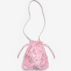 Resim Pembe Çiçek ve Pul Detaylı Kız Çocuk Çanta - Pembe / Tek Ebat 