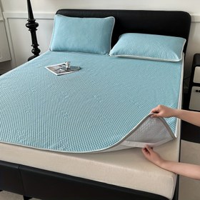 Resim 2/3 parça Buz Fasulye Soğutma Mat Seti (Soğutma Yatak Eteği*1 + Yastık Kılıfı*1/2, Dayanıklı Kenar Dikişli, Katlanabilir ve Makinede Yıkanabilir, Yatak Odası & Misafir Odası için Uygun, Serin Kumaş, Mükemmel Hediye--Soğutma Mat Kombini 