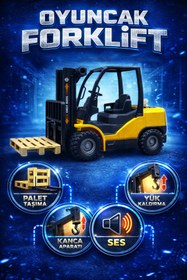 Resim YILDIRIM OYUNCAK İnşaat Sesli Işıklı Kancalı Palet Aksesuarlı Ful Fonksiyonlu 25 cm İş Makinesi Oyuncak Forklift 