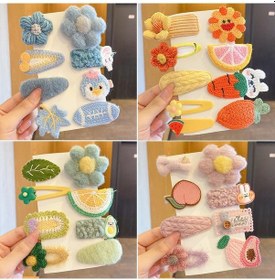 Resim Sones Peluş Saç Tokası Çocuk Tokası Başlık Yan Perçem Tokası 16'sı 1 Arada No.6 Mavi+pembe Şeftali Çok Renkli 