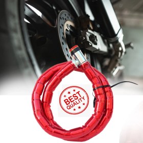 Resim Keneth Kırmızı Çelik Yaylı Motor Kilidi (150 Cm) Çift Anahtarlı (Motosiklet, Bisiklet, Scooter, V.S) 