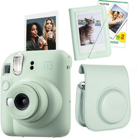 Resim Fujifilm Instax Mini Fotoğraf Makinesi 20'li Film Mini Albüm ve Deri Kılıf Seti Pembe 